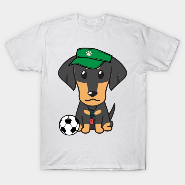 Dachshund Playing Soccer T-Shirt by Pet Station